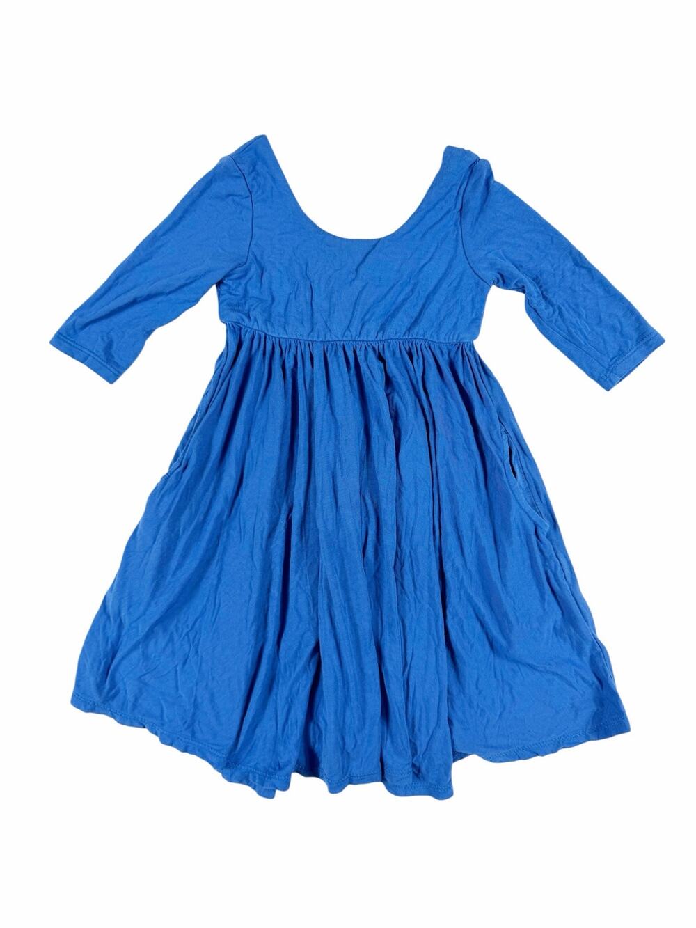 Remie Girl Ballet Twirl Dress Blue Modal 3/4 Sleeve Pocket Dress Size 3